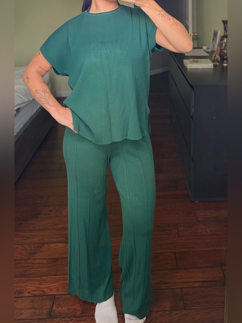 Women’s Knit Loungewear Set – Forest Green